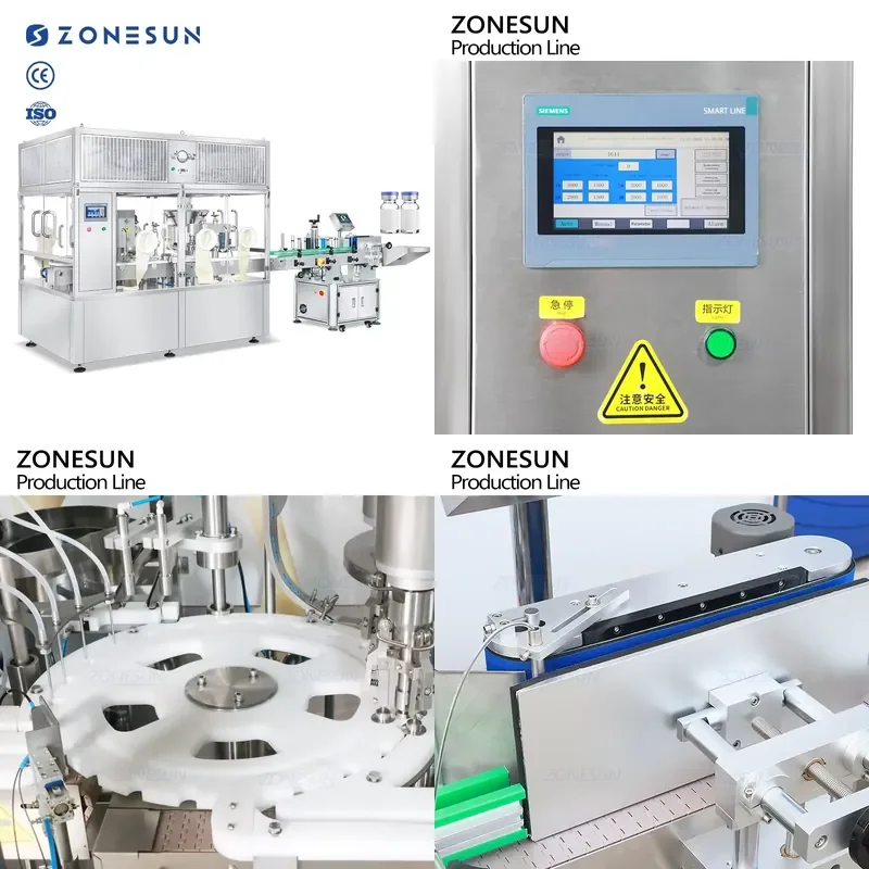 2026 CE ZS-AFCL9 Full Automatic Servo Liquid High Speed Vials Filling Capping and Labeling Bottling Line With Laminar