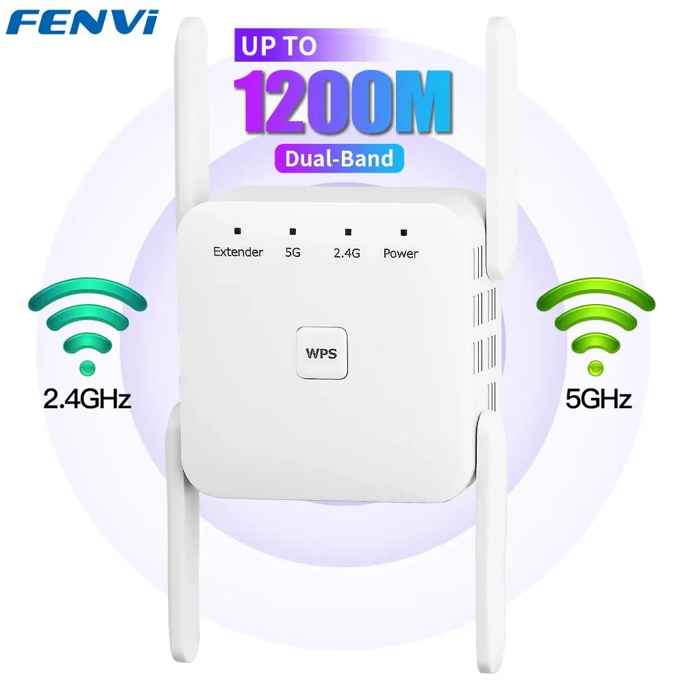 FENVI 1200Mbps 5Ghz Wireless WiFi Repeater Booster 2.4G/5GHz Wi-Fi Signal Amplifier Extender Router Network Wlan WiFi Repetidor