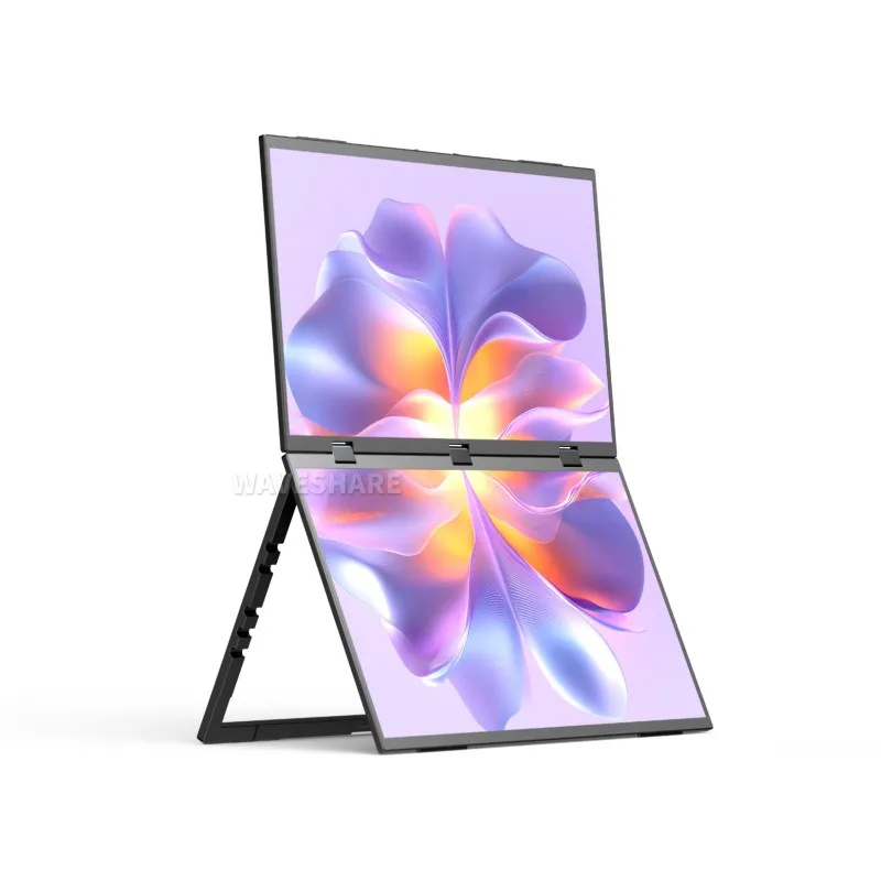 Waveshare 18.5 inchDual-Screen Portable Monitor, Dual-1080p High Definition Foldable Screen, 100%sRGB, 178° Wide Viewing Angle
