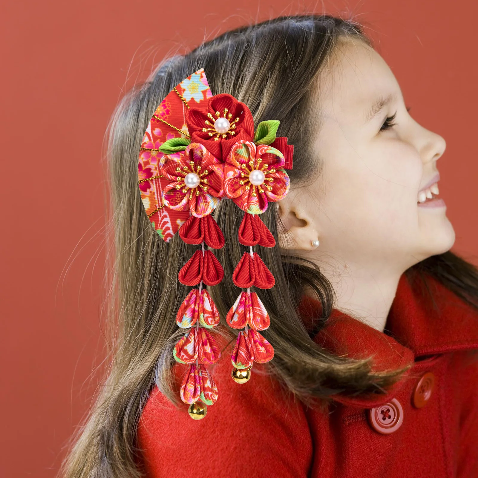 

Exquisite Detail Japanese Style Hairpin Fans Shape Barrette Long Tassel Suitable for Weddings Parties Festivals Travel Daily