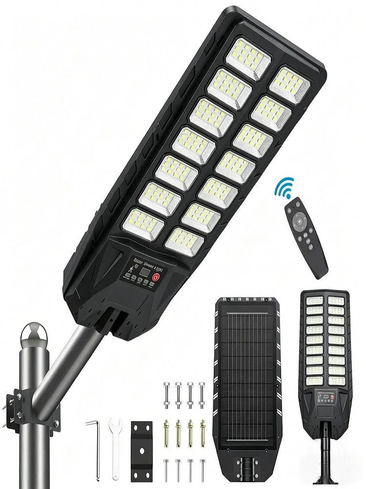 20000LM Solar-Straßenleuchten für den Außenbereich, wasserdichte LED-Solar-Flutlichter mit Bewegungssensor, solarbetriebene Leuchte von der Dämmerung bis zum Morgengrauen für den Außenbereich,