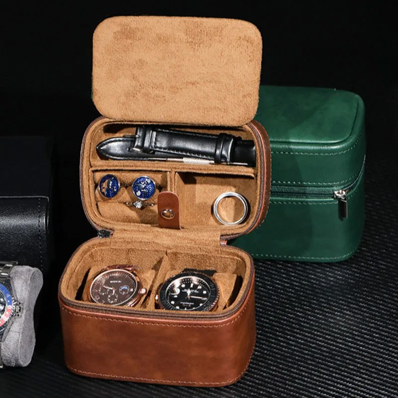 

Leather Watch Storage Box Retro Luxury Organizer Boxes Men's Wristwatch Accessory Watch Box Storage Boxes with Pillow