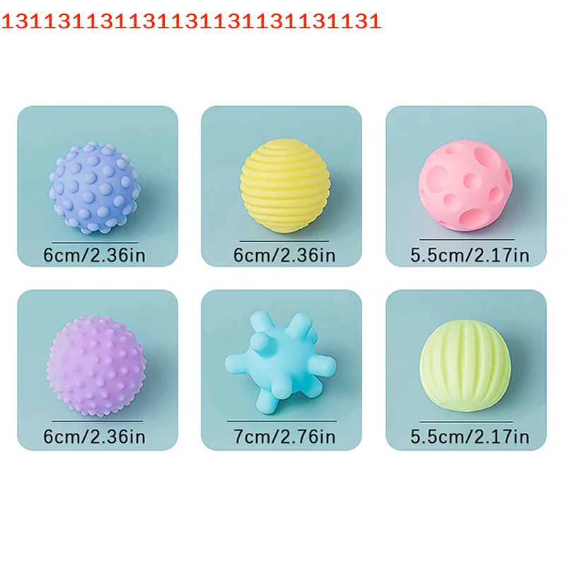 Early Learning Baby Toy Set; 6 pieces included; Sensory Balls and Soft Massage Ball; Rattle and Bath Toys
