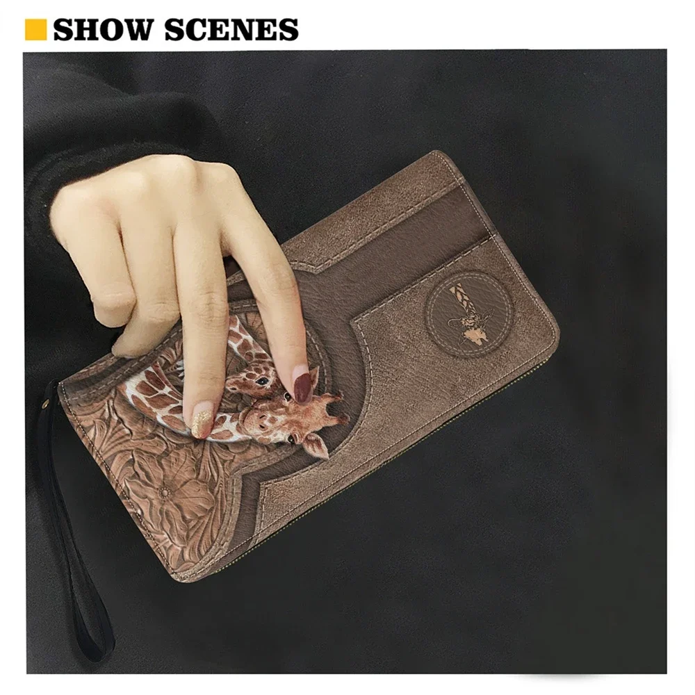 Cute Giraffe Pattern Women Wallet PU Leather Purse 2023 Hot Female Long Pouch Handbag For Woman Coin Purse Card Holders Clutch