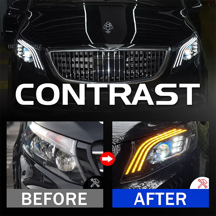 HCMOTIONZ Factory W447 Metris 2014-2020 Front Light LED Assembly DRL Start up Animation Headlights for Vito