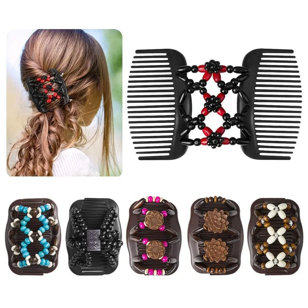 Vintage Creative Magic Hair Comb para Mulheres, Corda Elástica Disco, Headwear, Clip, Acessórios de Moda