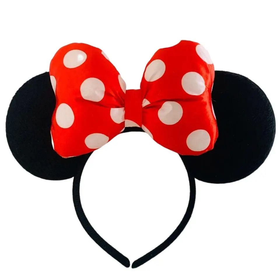 Girls Disney Micky Mouse Polka Dot Sequin Headband with Bow Princess Decoration Minnie Mouse Birthday Party Supplies