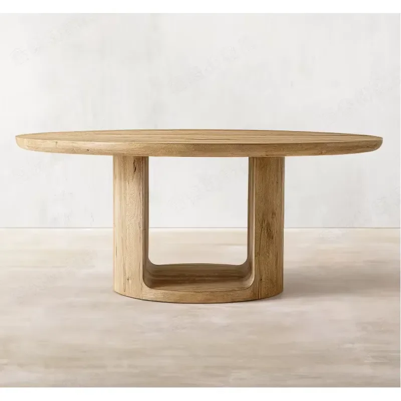 American retro solid wood table household rectangular large plate table restaurant six people eating table customization