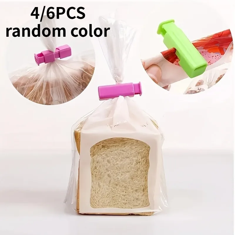 4/6PCS Bread Bag Clips, Bagel Bag Clips, Sealing Clips, Easy Squeeze Lock, Suitable for Sealing Various Bag Kitchen Gadgets