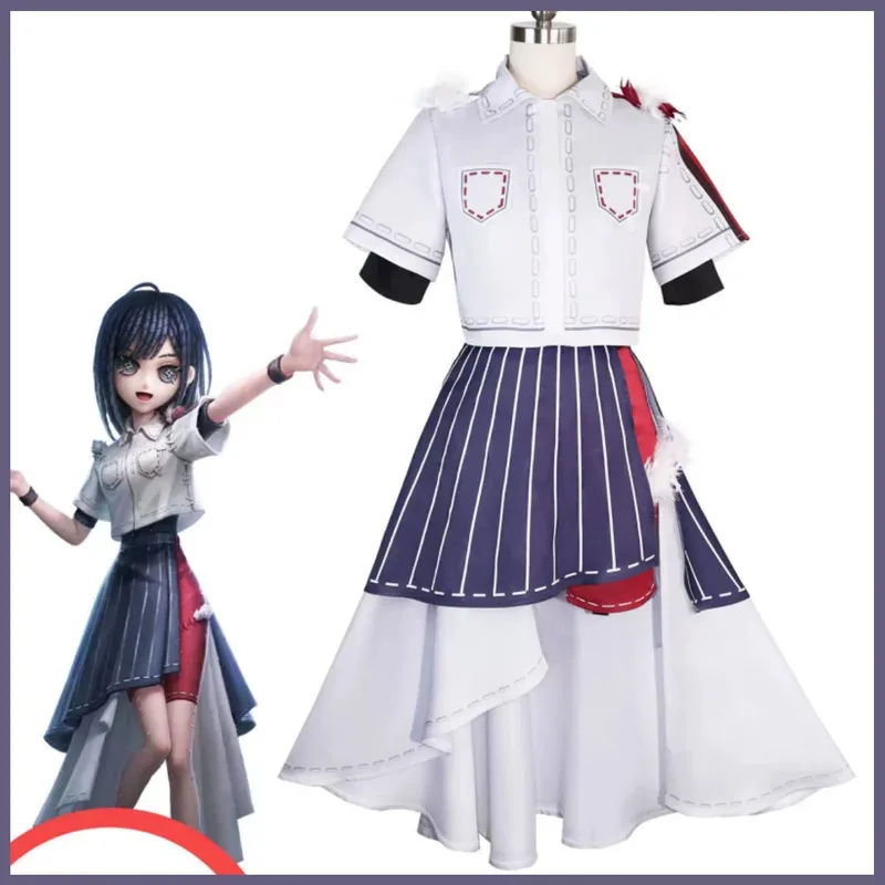 Anime Gioco Identità V Qi Shiyi Antiquario Costume Cosplay Camicia Cappotto Gonna a righe Parrucca Donna Sexy Halloween Natale Suitx;2'a