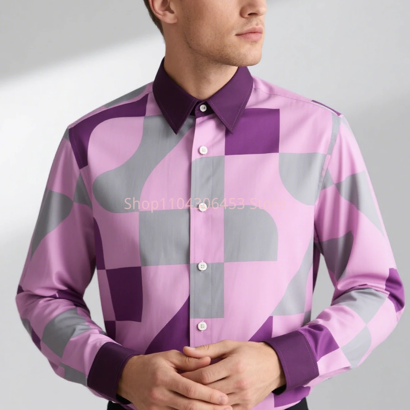 New Men's Retro French Court Pattern 3D Printed Shirt High-end Lapel Long Sleeve Casual Business Fashion Party Shirt Outdoor Top