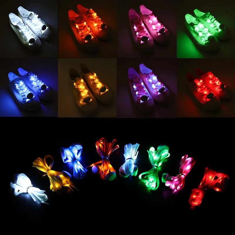 LED Sport Shoe Laces Luminous Shoelaces Glow Shoe Strings Round Flash Light Shoelaces No Tie Lazy Shoe Laces Party Decor