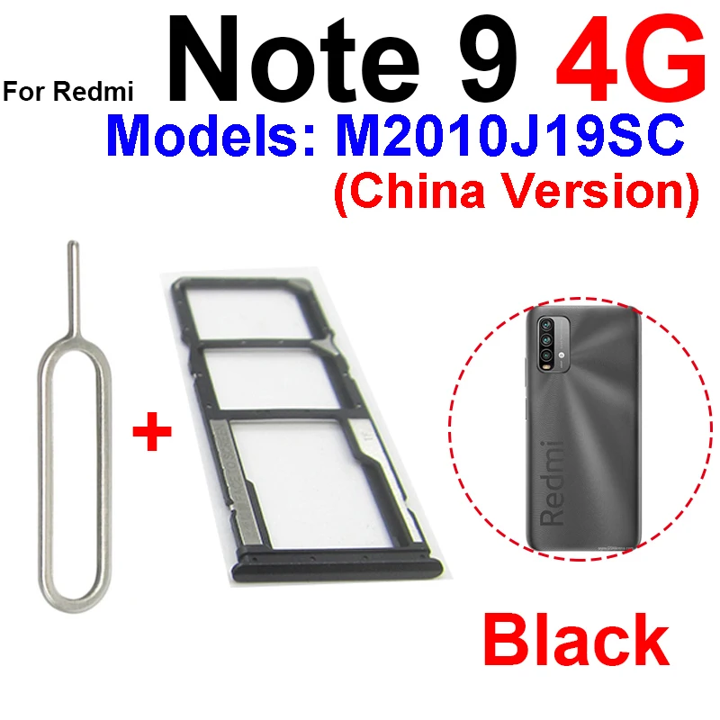 Sim Card Tray 4G 5G For Xiaomi Redmi Note 9 9S 9 Pro 4G 5G SIM Card Adapter Sim Card Reader Holder Repair Parts