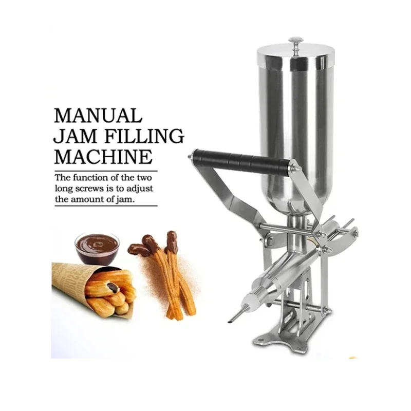 Homemade Spanish Churros 4.5L Machine Manual Jam Filling Cream Filler Stainless Steel Bread or Puffs Liquid Jam With 3 Pipes