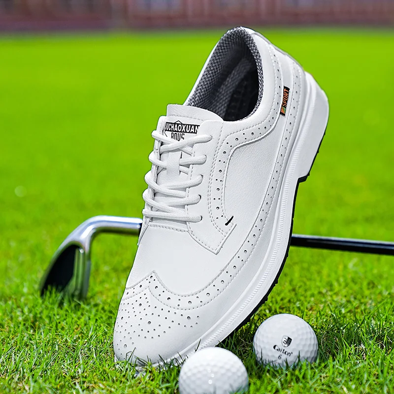 Professional Golf Shoes Men High-Quality Leather Breathable Sports Shoes Golf Competition Training Shoes Plus Size Shoes 39-47#