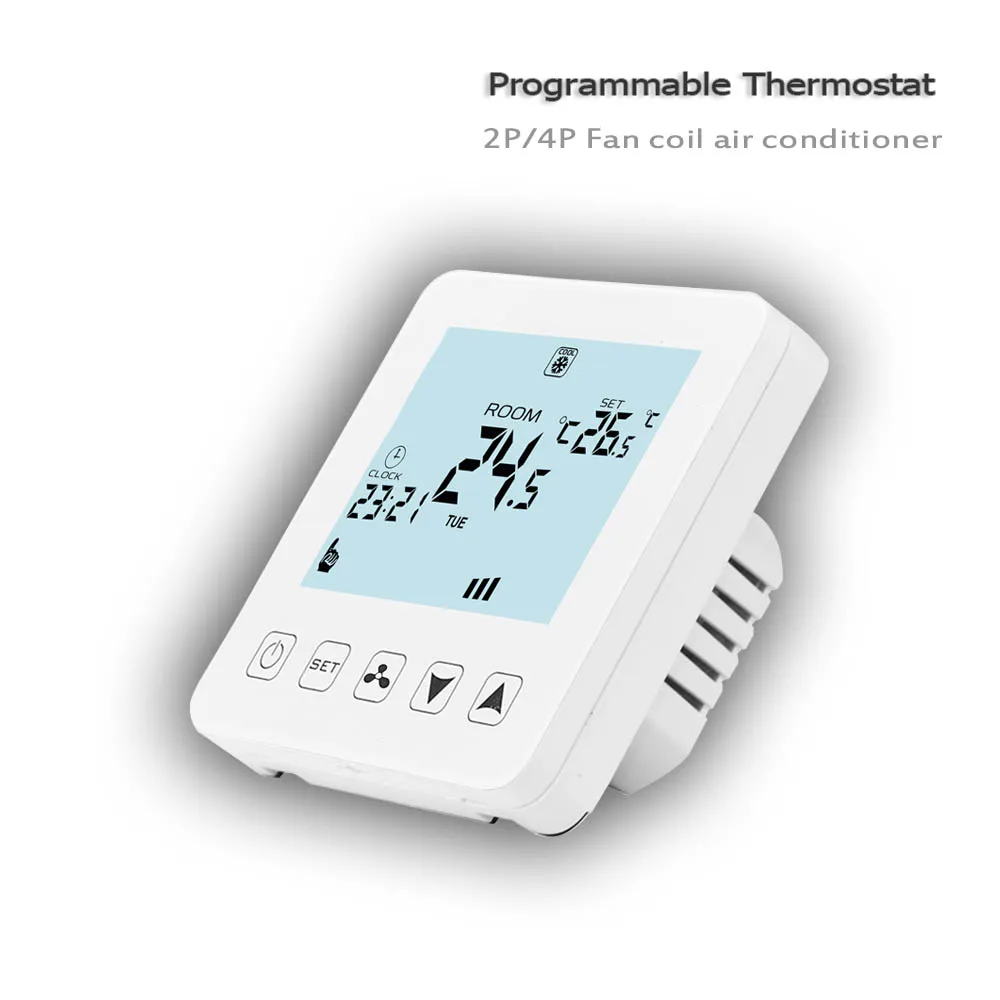 Home programming air conditioner thermostat 4 pipe Fan Coil Thermostat with cooling, heating, ventilation and auto working modes