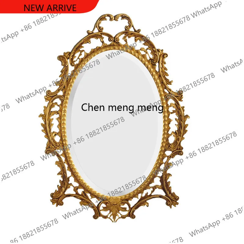 

Vintage American oval engraved vanity mirror light luxury French fireplace decorative mirror wall hanging F185