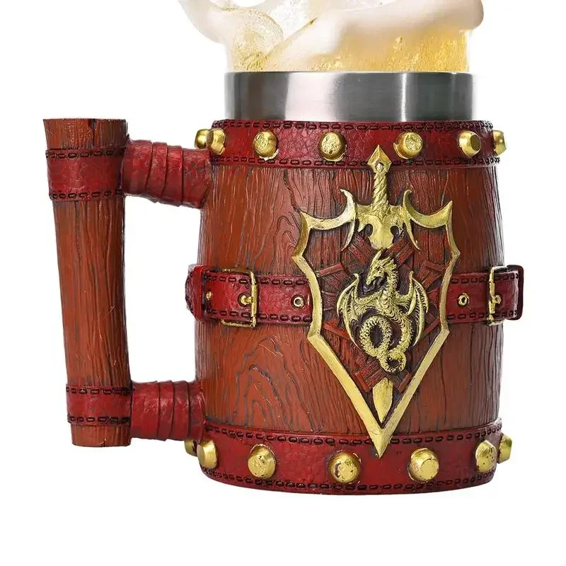 

Dragon Bucket Beer Mug 600ml 3D Medieval Wooden Stainless Steel Resin Coffee Cup Tea Wine Mug Vintage Beer Gift New Man
