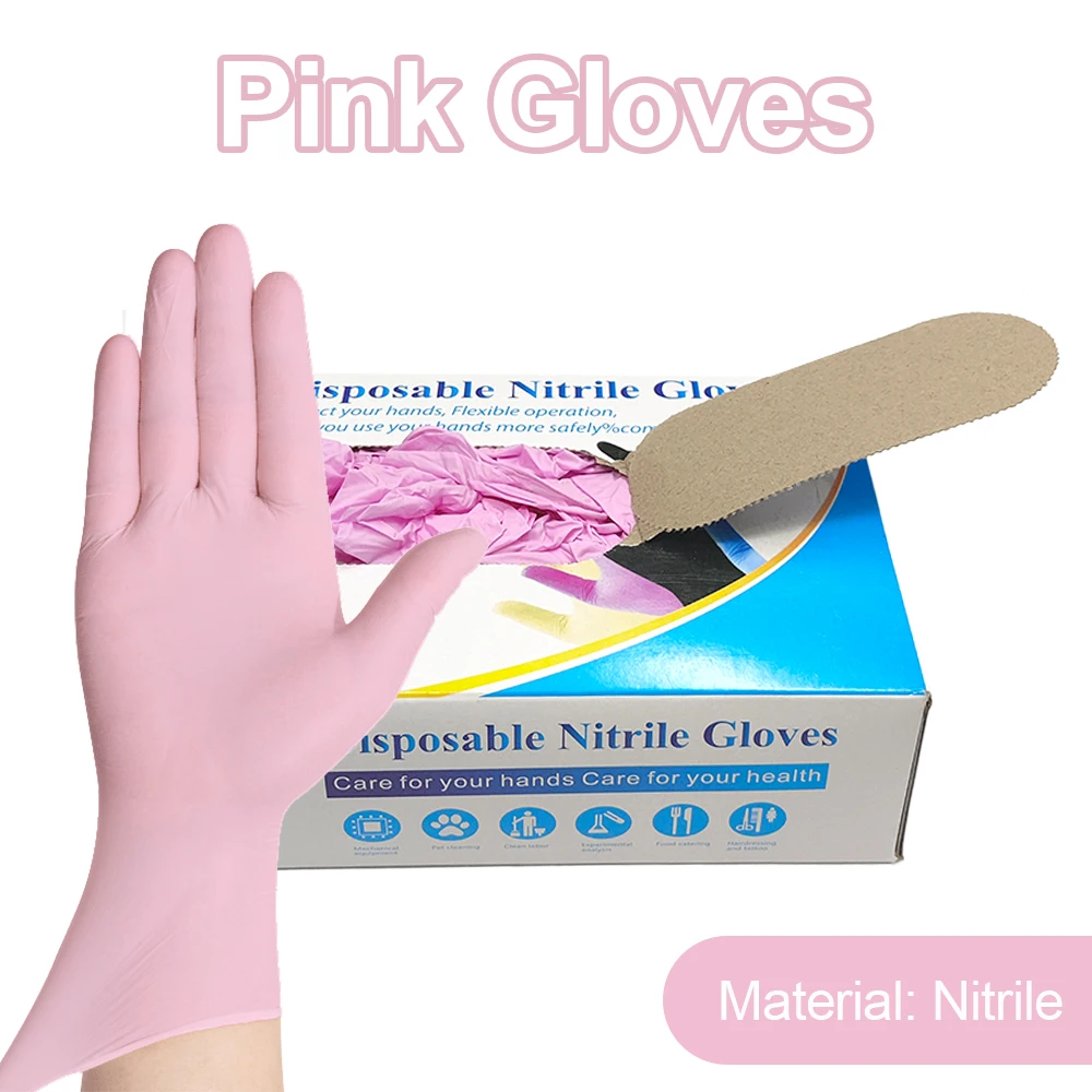 

KVM 100Pcs Black/Pink Gloves Disposable PVC Tattoo studio gloves for Gloves for Cleaning Dishwashing Waterproof Tattoo Gloves