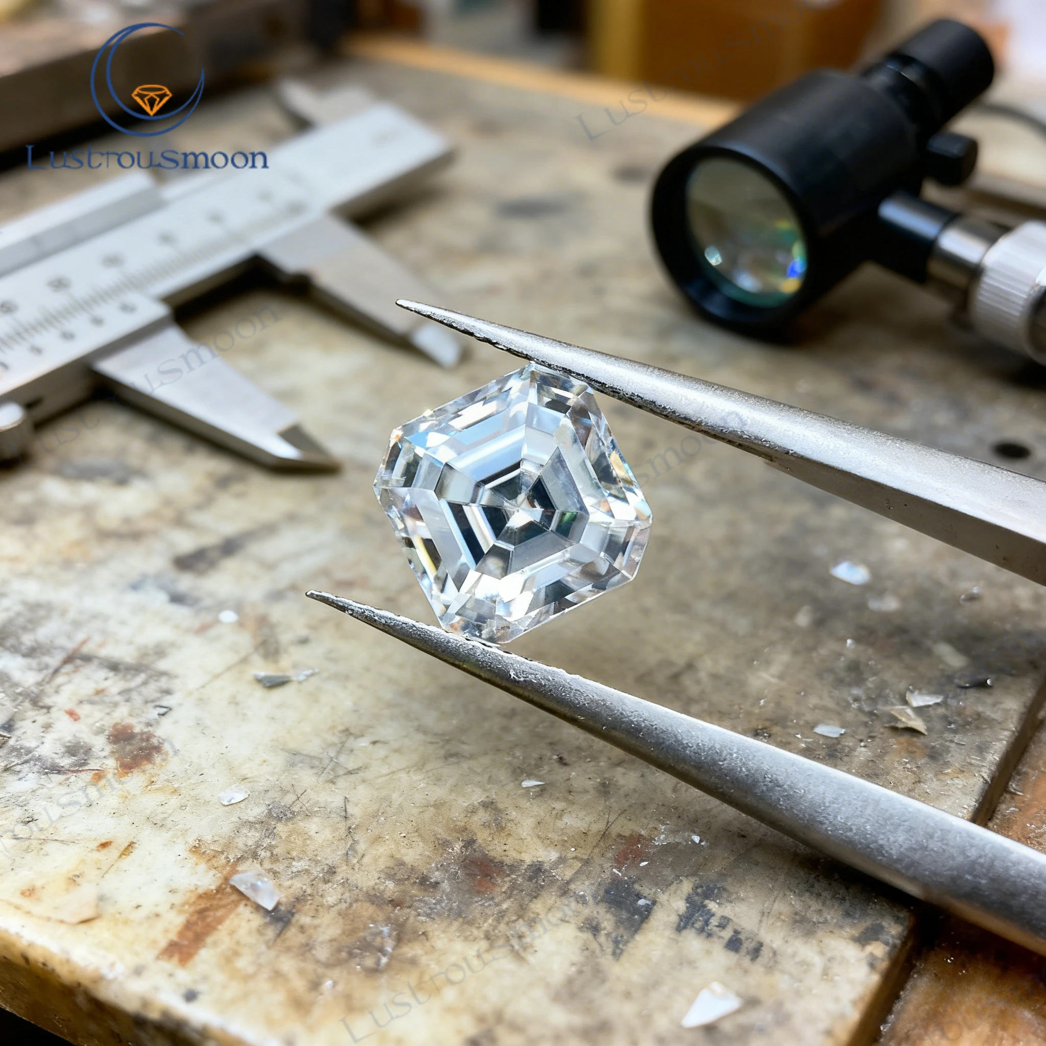 

[4.5MM~10MM FULL SIZE]Asscher Cut Synthetic Moissanite Diamond Loose Stone with GRA Certificate Brtter for Jewelry Making