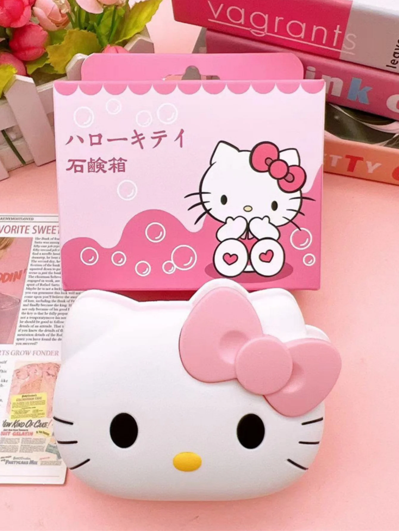1 Buah Kotak Sabun Berbentuk HelloKittyes Kuromi Sanrio, Rak dan Tutup Sabun Plastik, Kotak Sabun Kartun, Drainase Kreatif dan Lucu