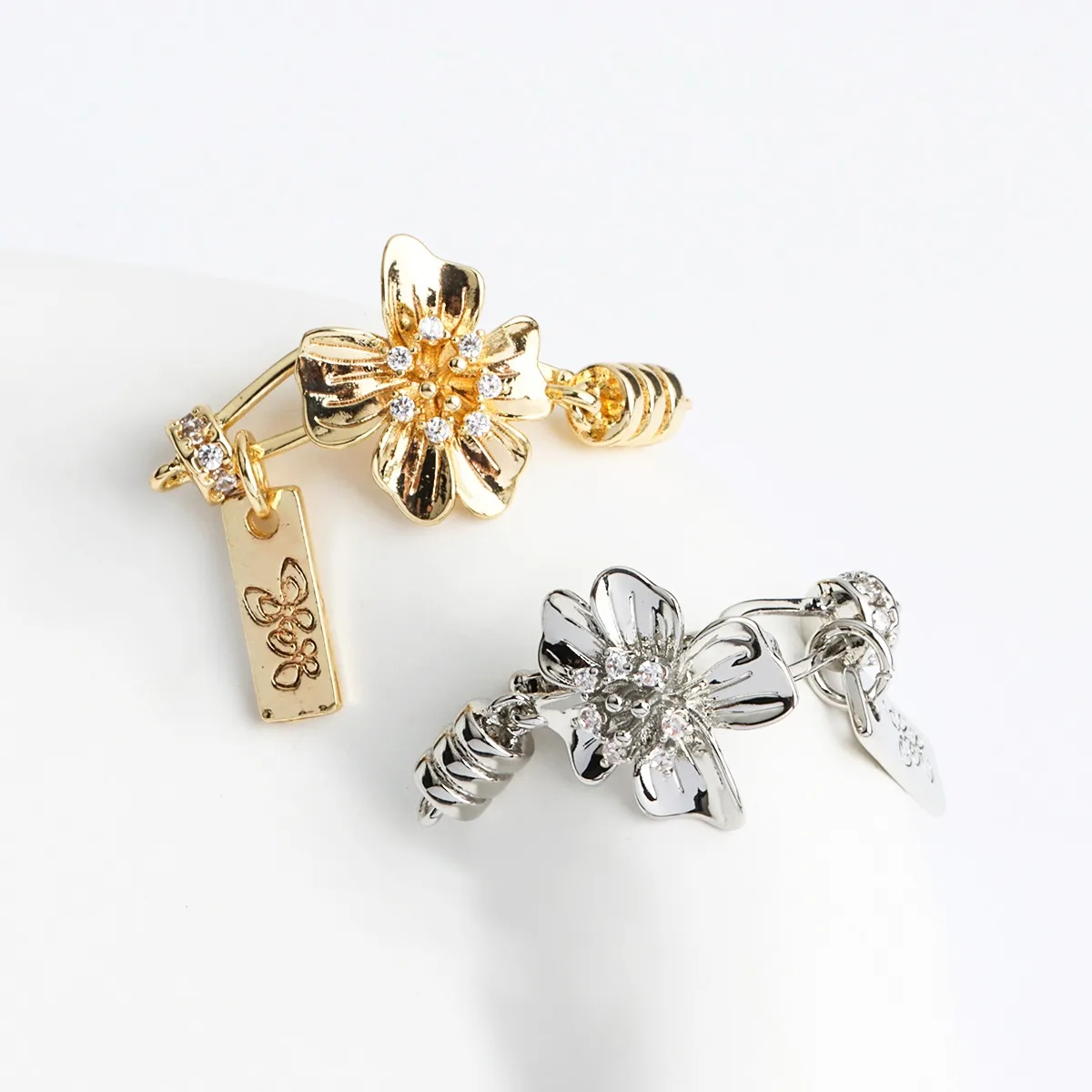 

18K Real Gold Plated Zirconium Gardenia Button Head, Necklace Bracelet Connecting Buckle Clip Buckle DIY Jewelry Accessories