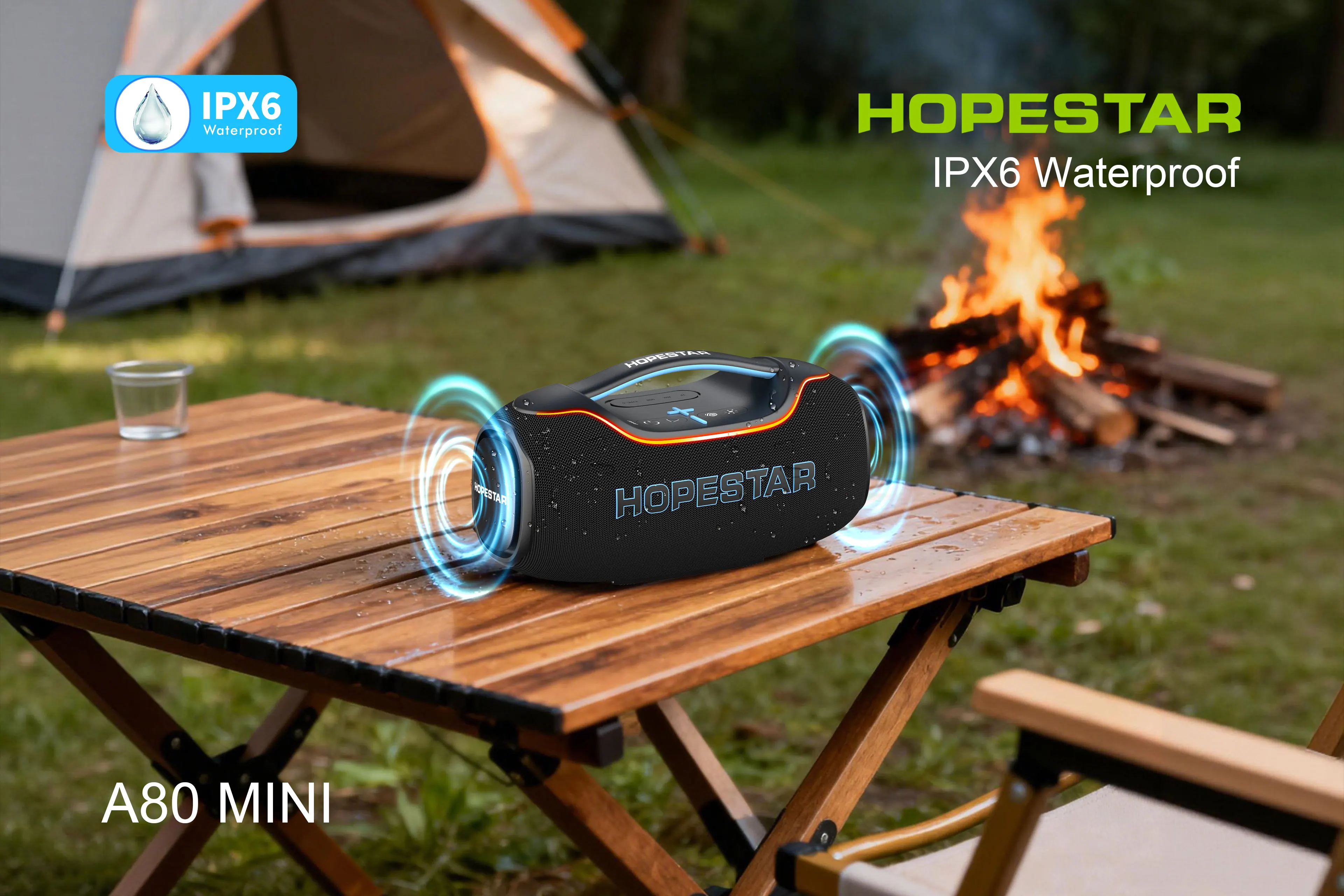 New Arrived HOPESTAR A80mini Portable Wireless Outdoor Speakers Waterproof Loudspeaker Subwoofer with TWS Radio Feature