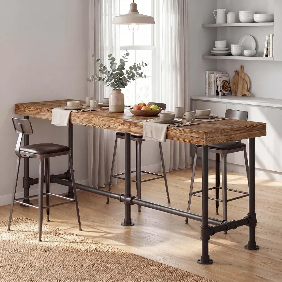 72-Inch Long Solid Wood Counter Height Dining Table