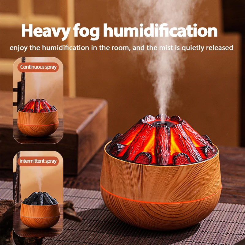 2026 New Charcoal Fire Air Humidifier, USB Cool Mist Humidifier with Fire Effect, 300ml, Quiet, Fine Mist for Office Home