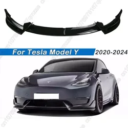 For Tesla Model Y 2020-2024 ABS Gloss Black Tuning Car Front Bumper Front Lip Front Shovel kit Body Spoiler Splitter kit