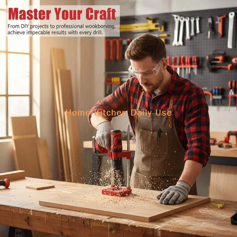 

Woodworking Drill Locator Adjustable Hole Punch Guide 3 in 1 Multi Size Drilling Tool for Accurate Cabinet Hinge Installation