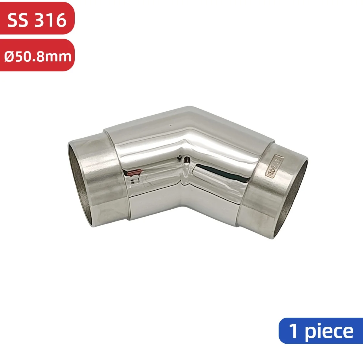 316 Stainless Steel Stair Railing Tube Joiner 135 Degree Handrail Elbow for 50.8mm Balustrade