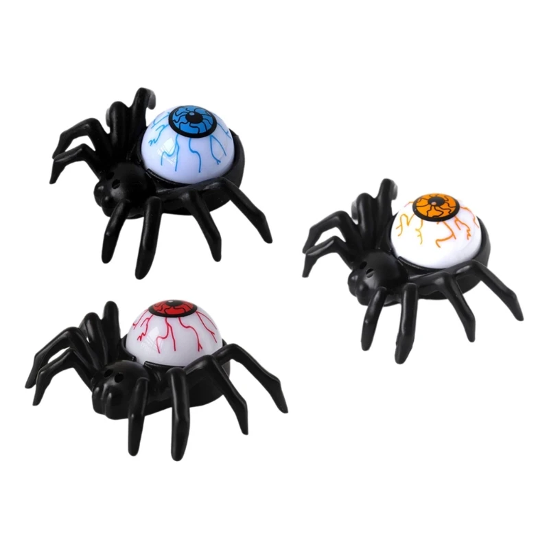 6/12Pcs Eerie Spiders with Backlit Eyeballs Scary Spiders Eyeball Lights Ornament for Halloween Event Decorating H7EA