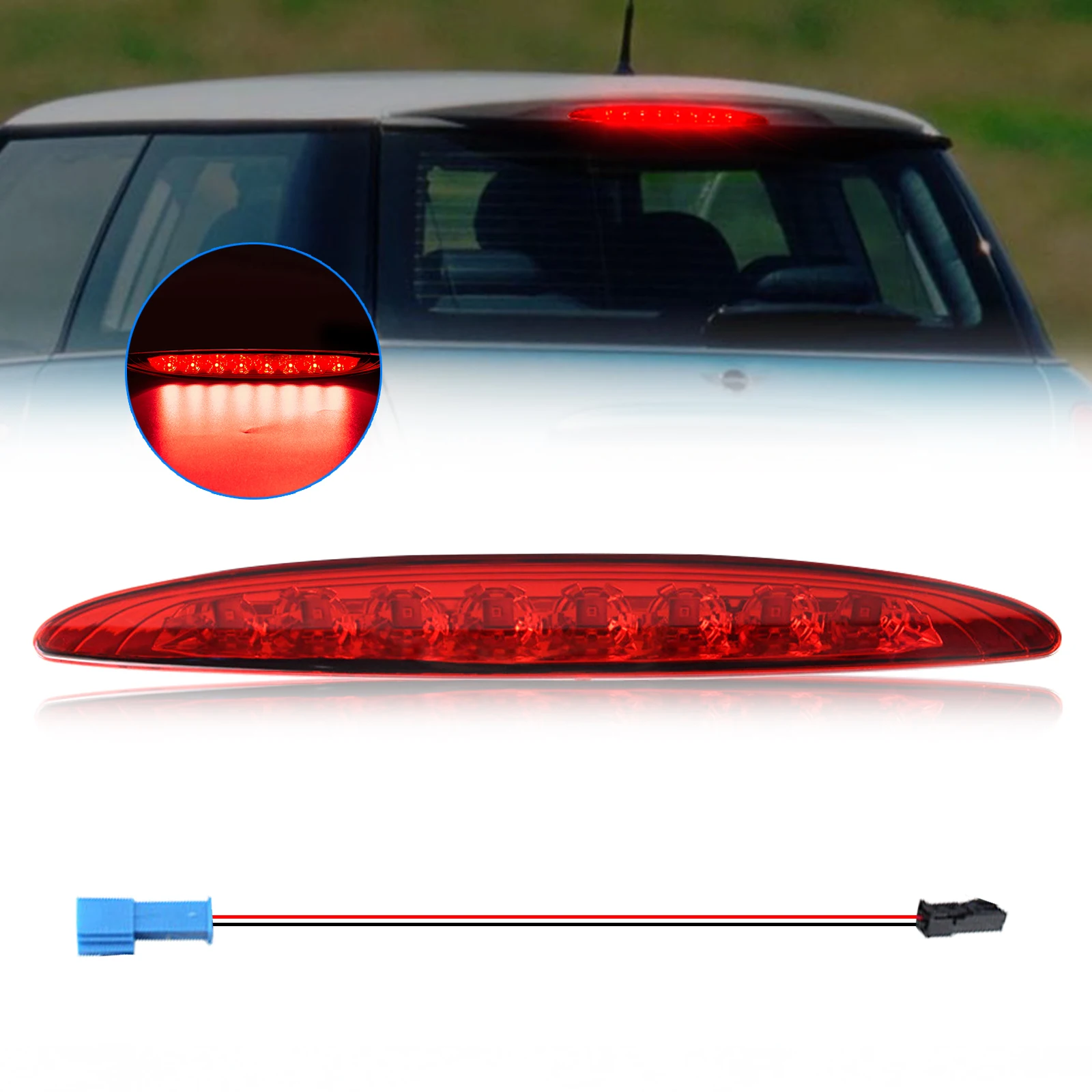 12V LED 3rd High Level Third Brake Stop Tailgate Light RED Lens For BMW MINI COOPER R50 R53 2001-2006 63256935789 63251477679