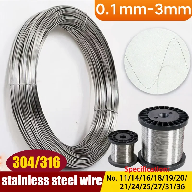 Image 3: Fil de fer simple en acier inoxydable 304, fils en acier souple et dur, 0,1 mm/0,2/0,3/0,4/0,5/0,6/0,8/1-3 mm, pour artisanat, bijoux, bonsaï, fil brillant