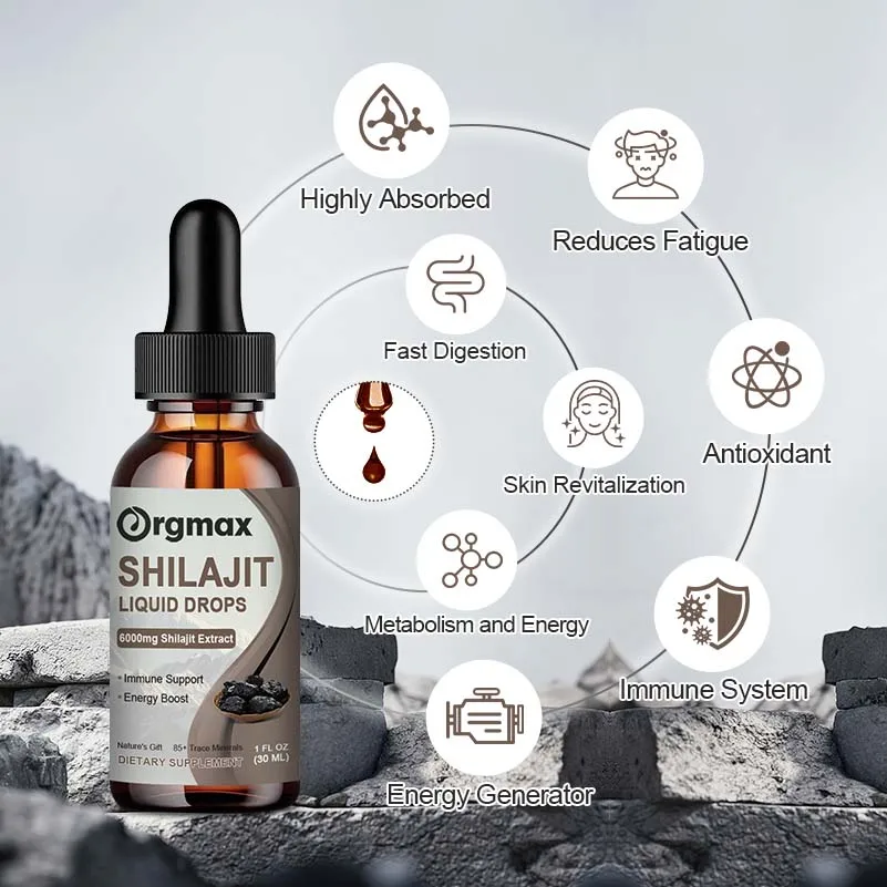 Pure Shilajit Resin Liquid Drops for Energy & Immune Support-Golden Shilajit Supplement with Fulvic Acid Complex for Men & Wome