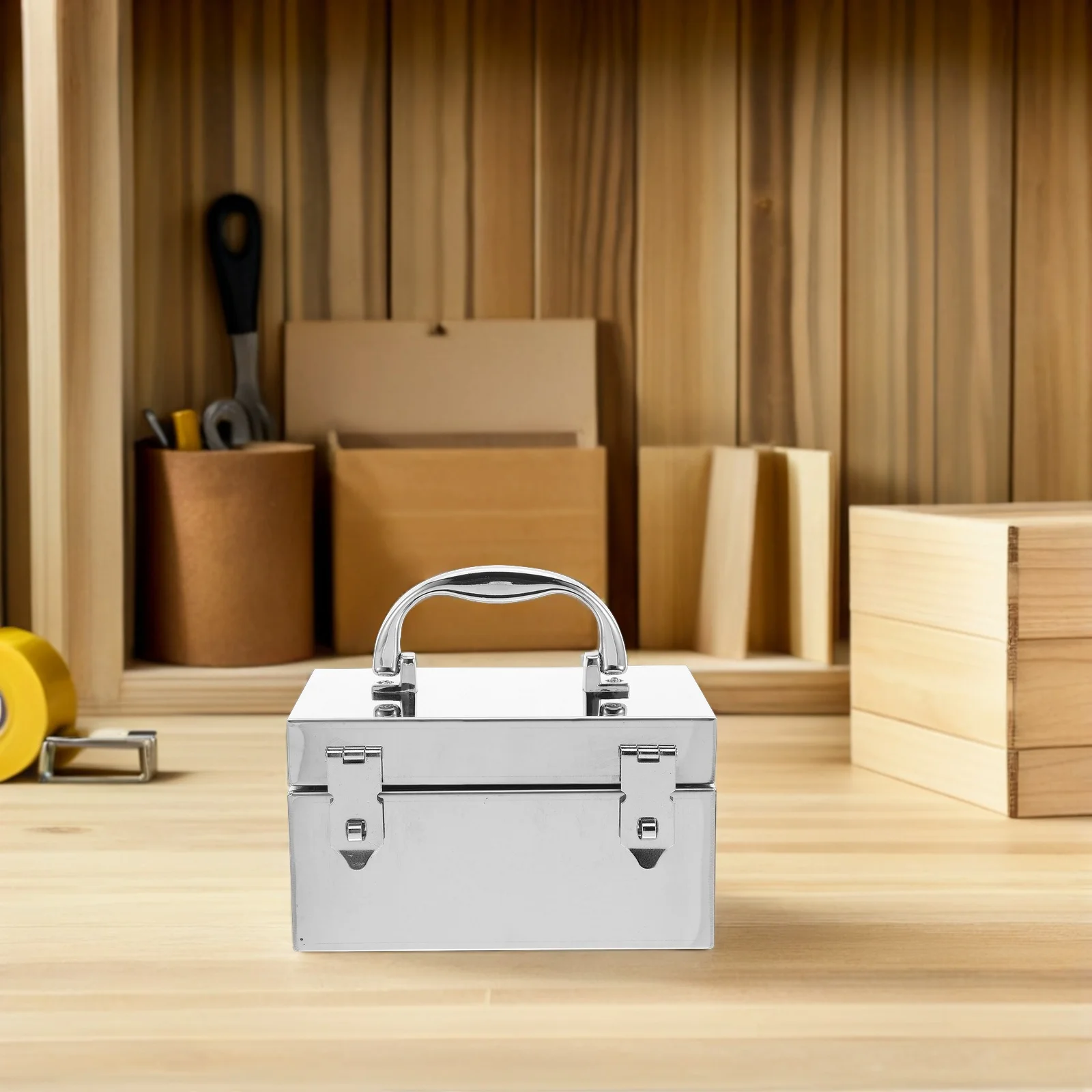 Stainless Steel Cash Box Key Lock Fireproof Portable Metal Storage Safe For Money Jewelry Tools Documents Small Lockable