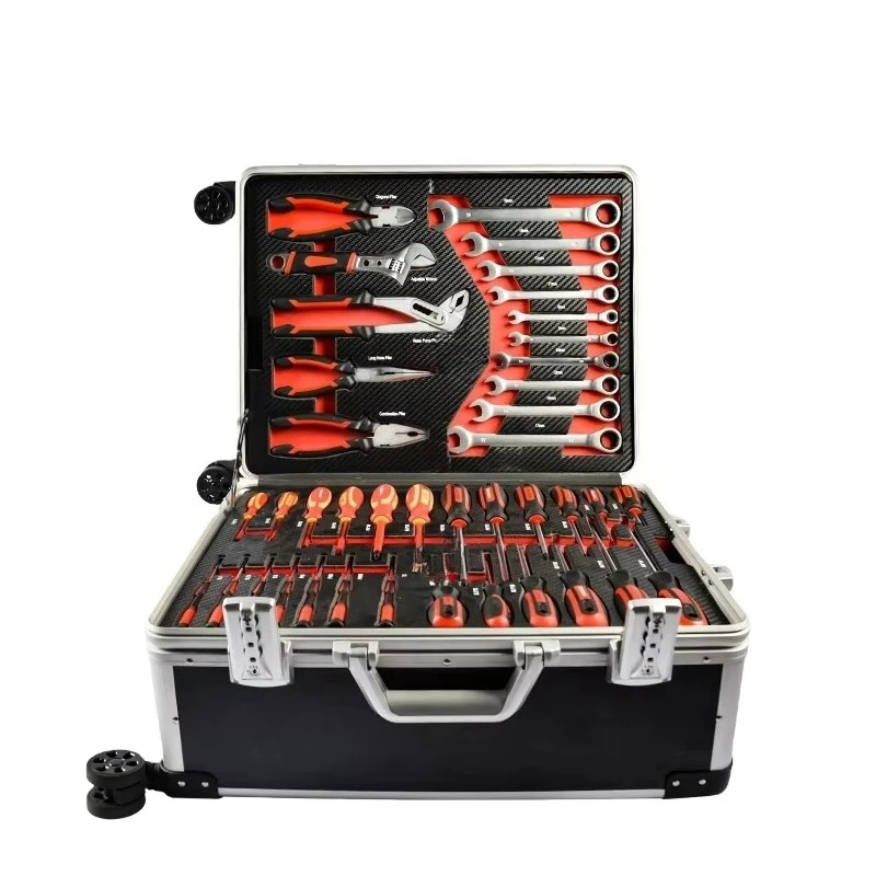 

238-Piece Aluminum Trolley Case Tool Set Silver OEM Manual Auto Repair Kit with Chrome Vanadium Steel and Tools