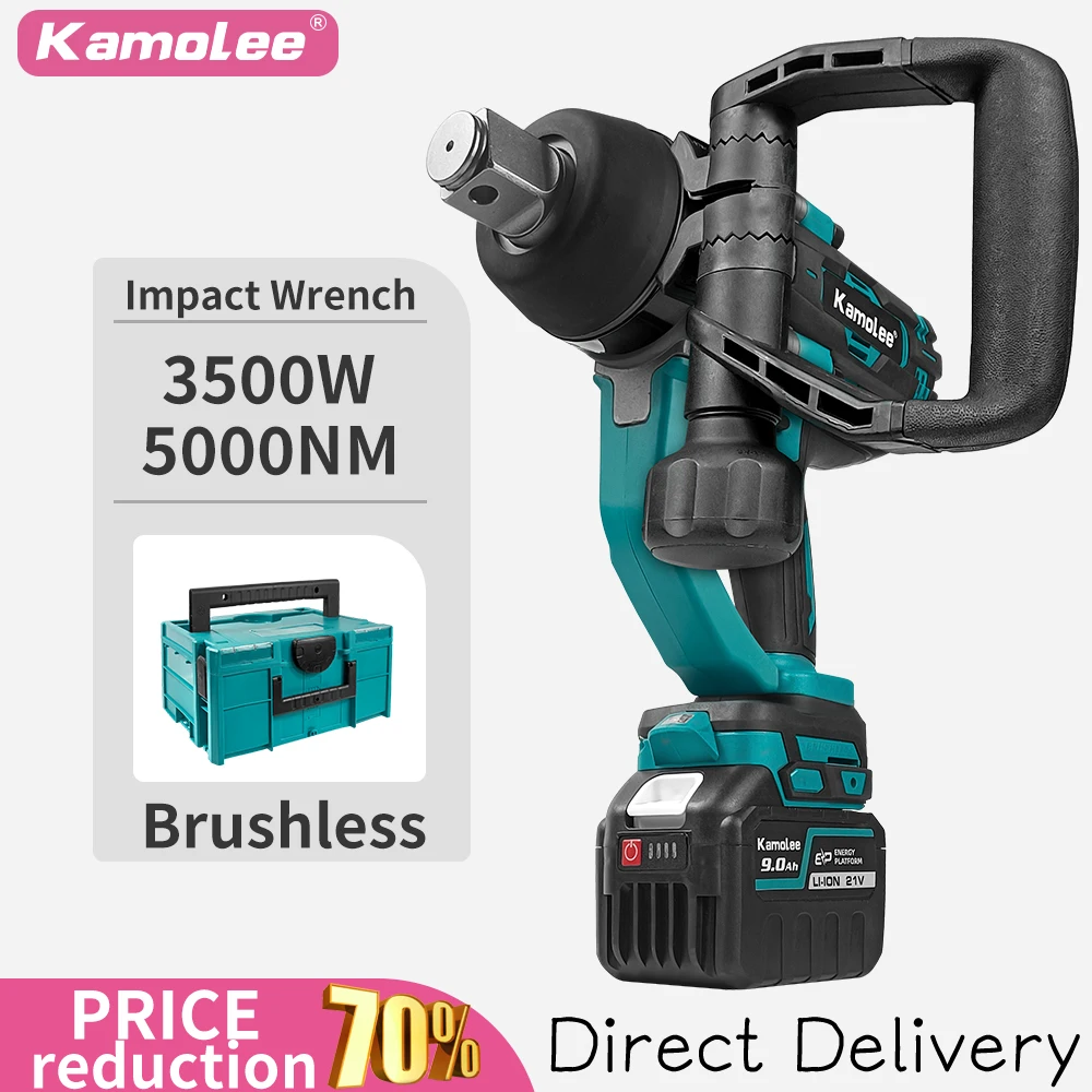 Avvitatore a impulsi elettrico Kamolee Official 5000N.M con coppia di 1 pollice, brushless, super potente, compatibile con batterie Kamolee/Makita