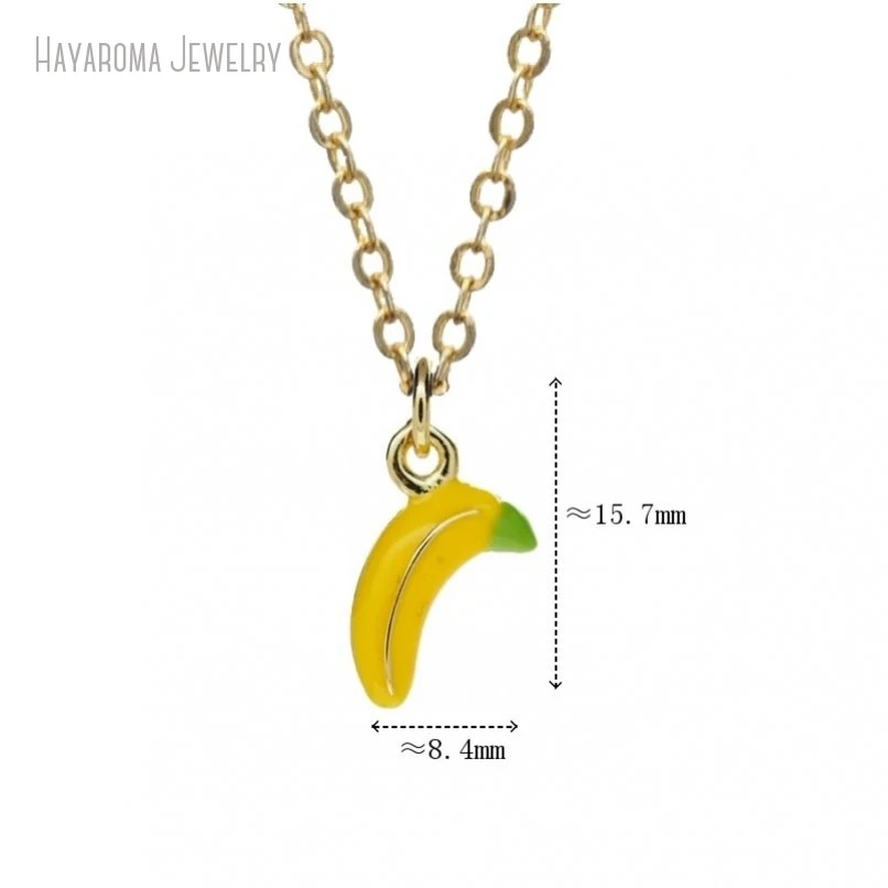 2Pcs Gold Color Wholesale Chain Jewelry Copper Metal Plant Food Fruit Banana Enamel Necklace NM51699