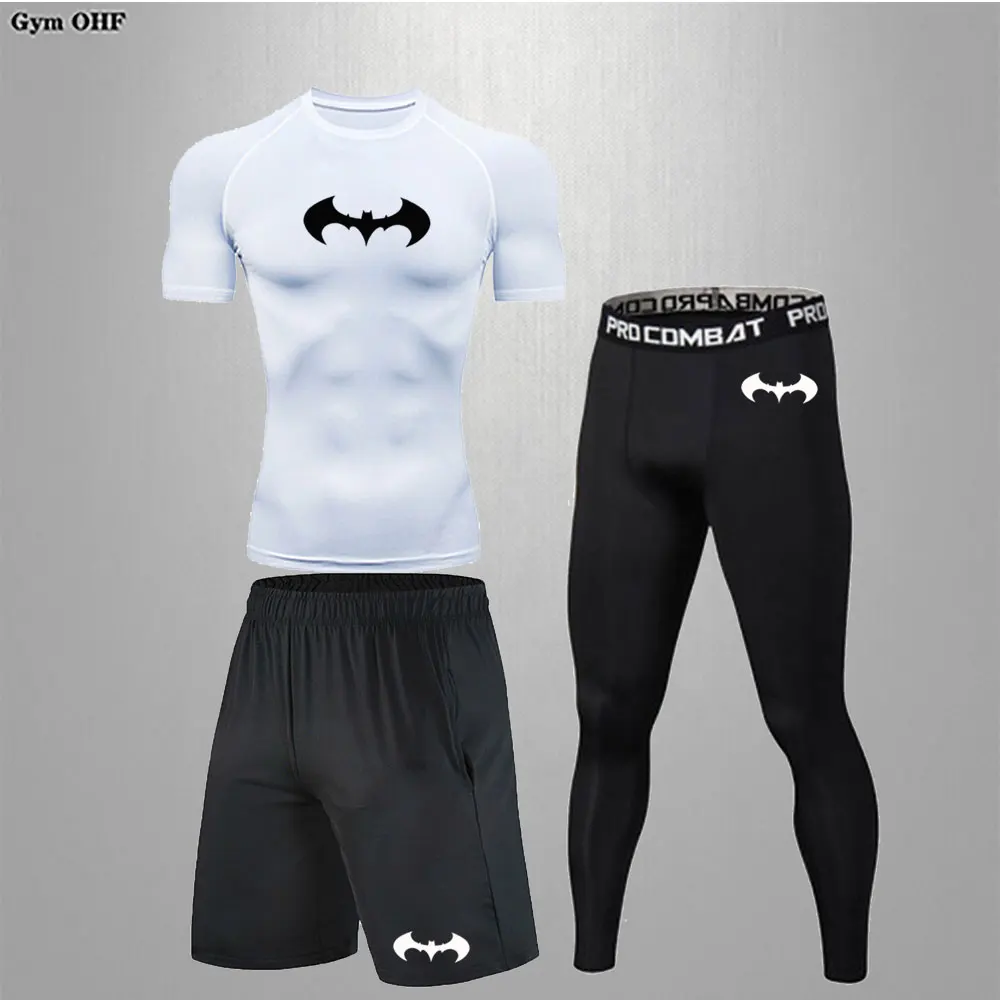 Zestawy dla mężczyzn czarna odzież sportowa koszule kompresyjne siłownia bieganie komplet treningowy mężczyzn Rashguard MMA BJJ Jiu Jitsu BAt/-Man