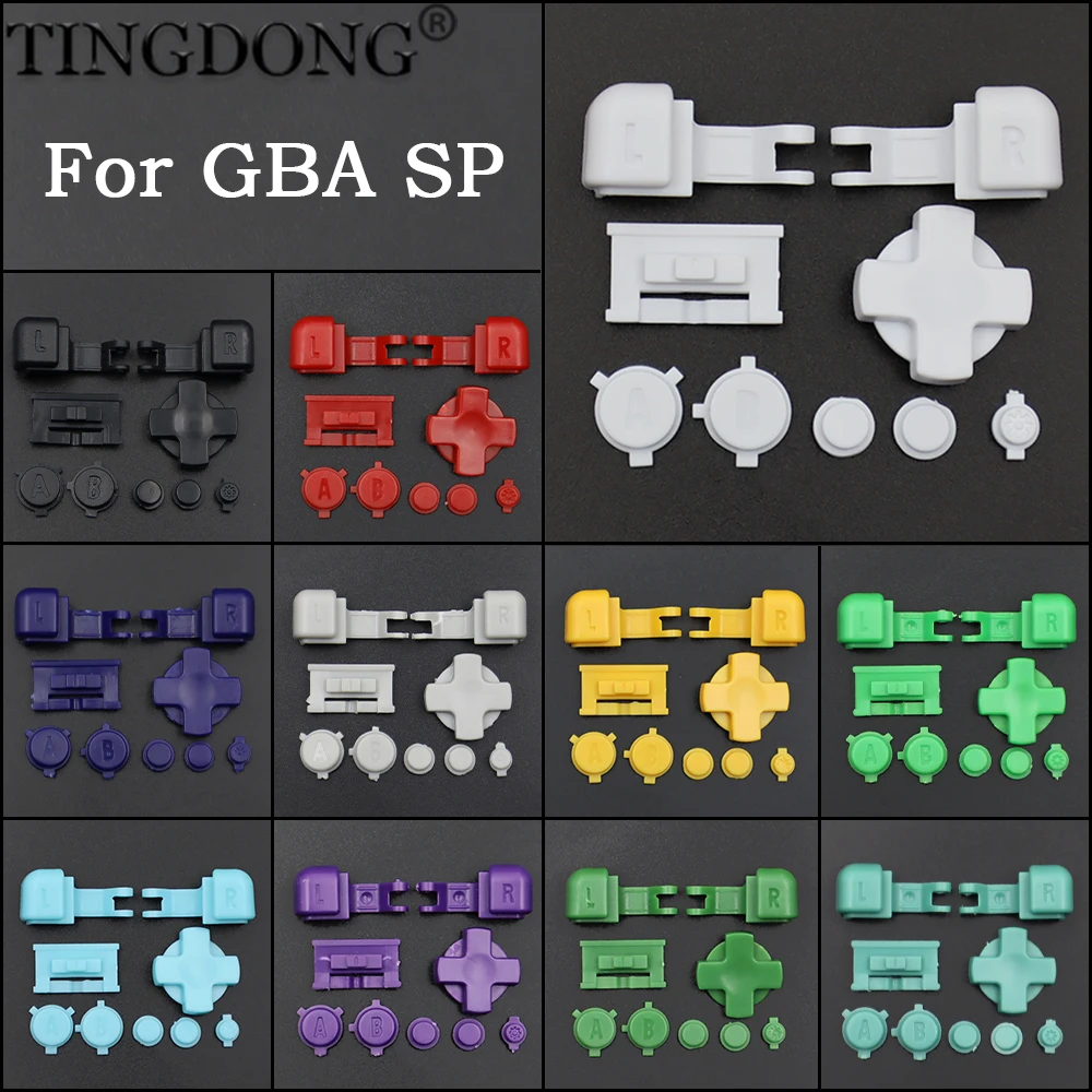 1-10Set For GBA SP Game Replacement Button Kit Full Set Plastic D Pad ABLR Select Start Power on off Volume Key