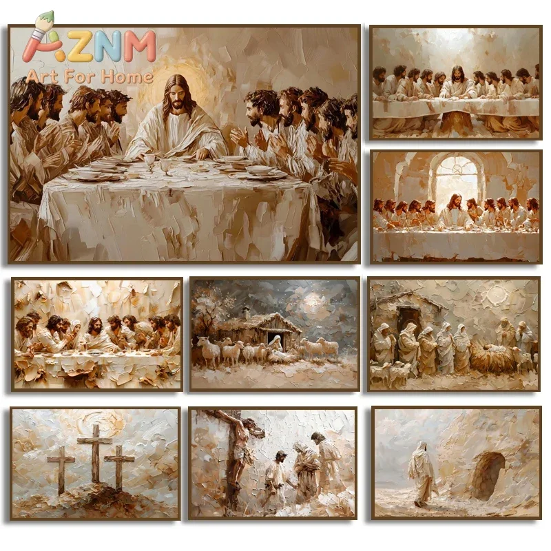 1pc Frameless Canvas Painting Retro Classic Traditional Faith Church Christian Jesus Poster Canvas Art Painting Prints Home Room