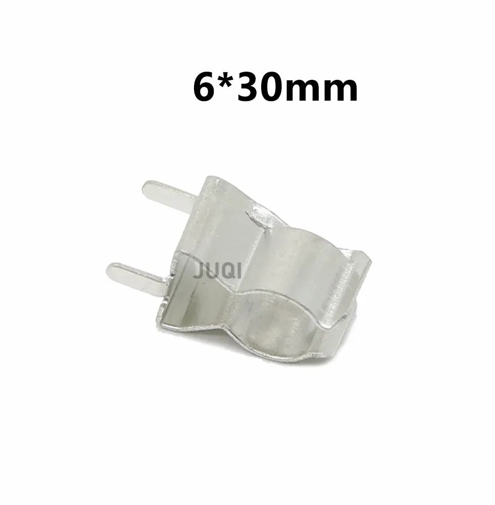 50/100pcs 6*30mm Plug-in Fuse Clip 5X20MM Insurance Header Copper Clamp Fuse Tube Support Fuse Holder For 5x20 6x30mm