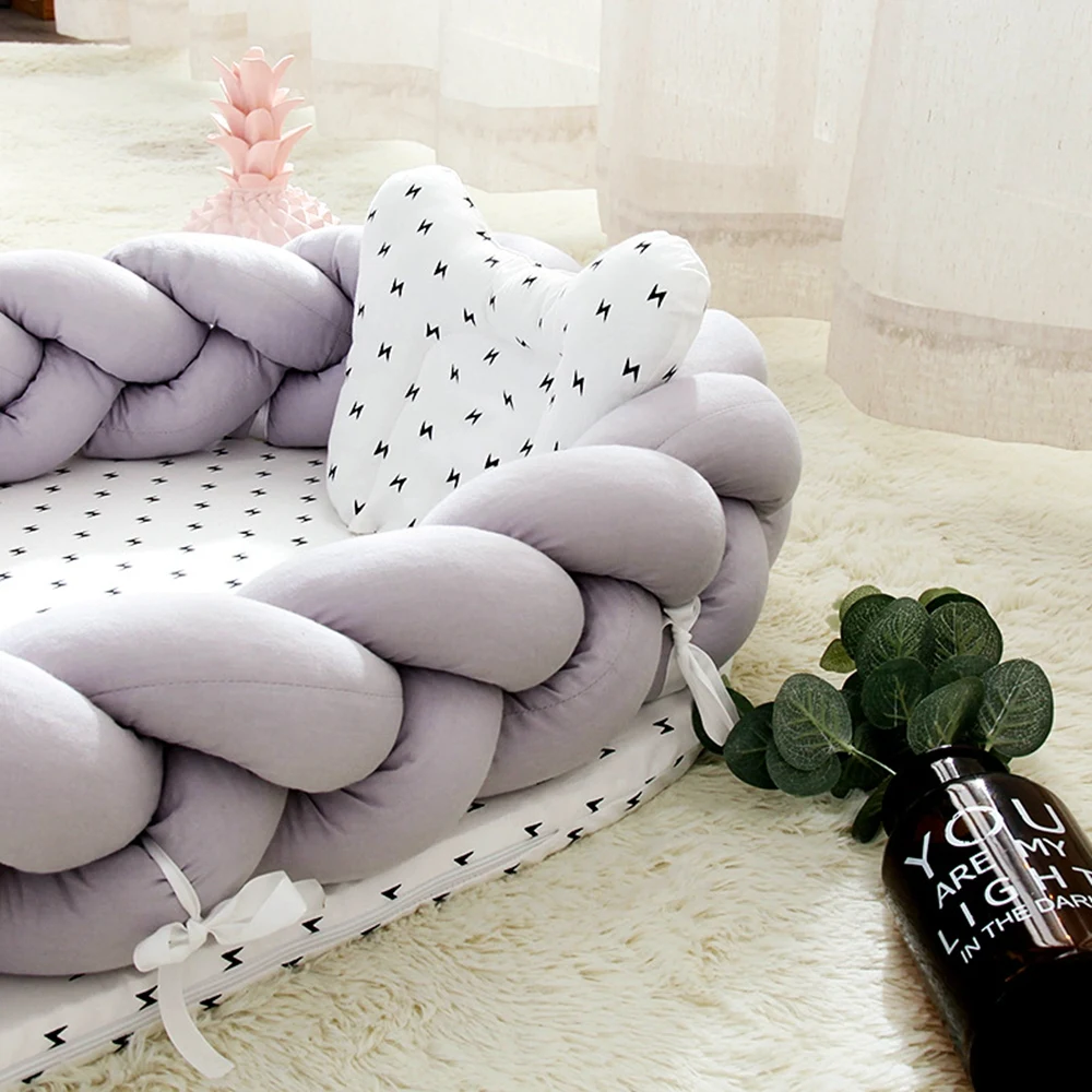 Cotton Woven Portable Baby Bed Pillow Biomimetic Detachable And Washable Crib Three-Dimensional Protective Crib