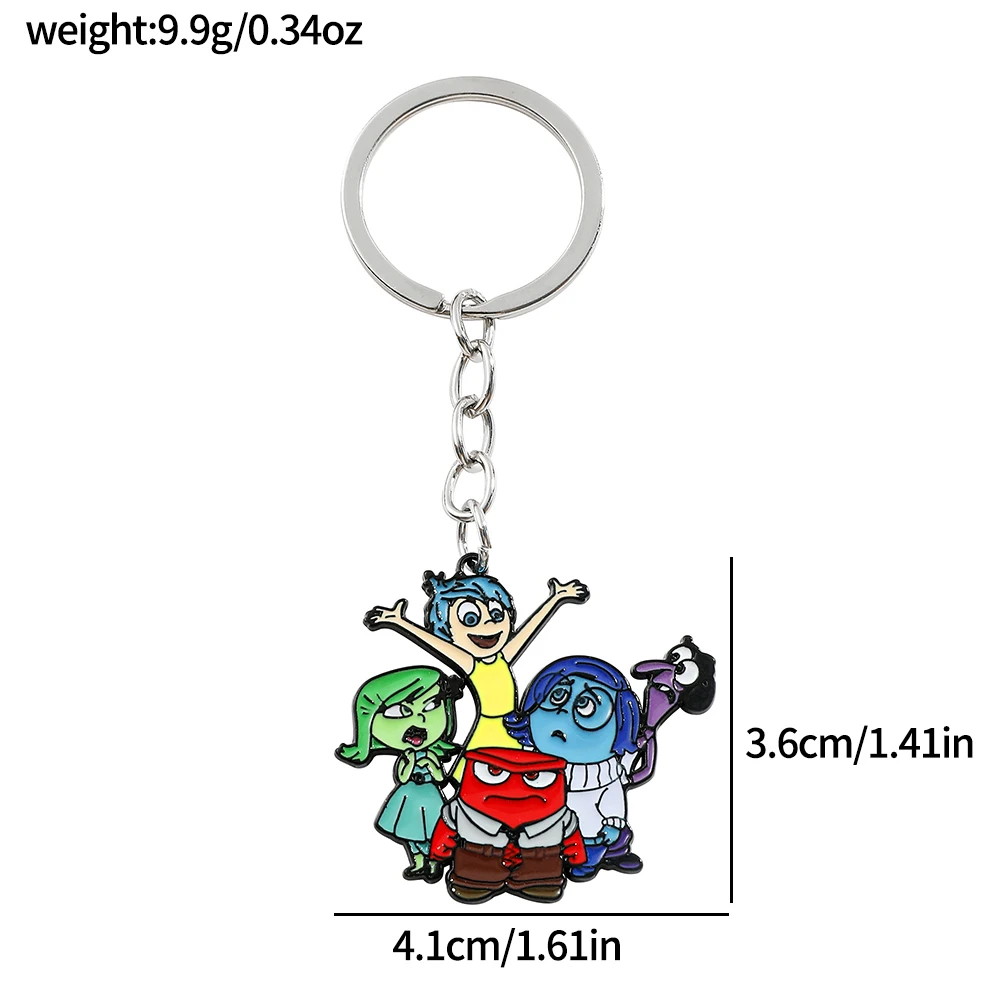 Inside Out 2 Cartoon Keychains, Joy, Death, Anger, Disgust, Fear, Envelop, Anime Figures, Kawaii Backpacks, Pendant Keychains