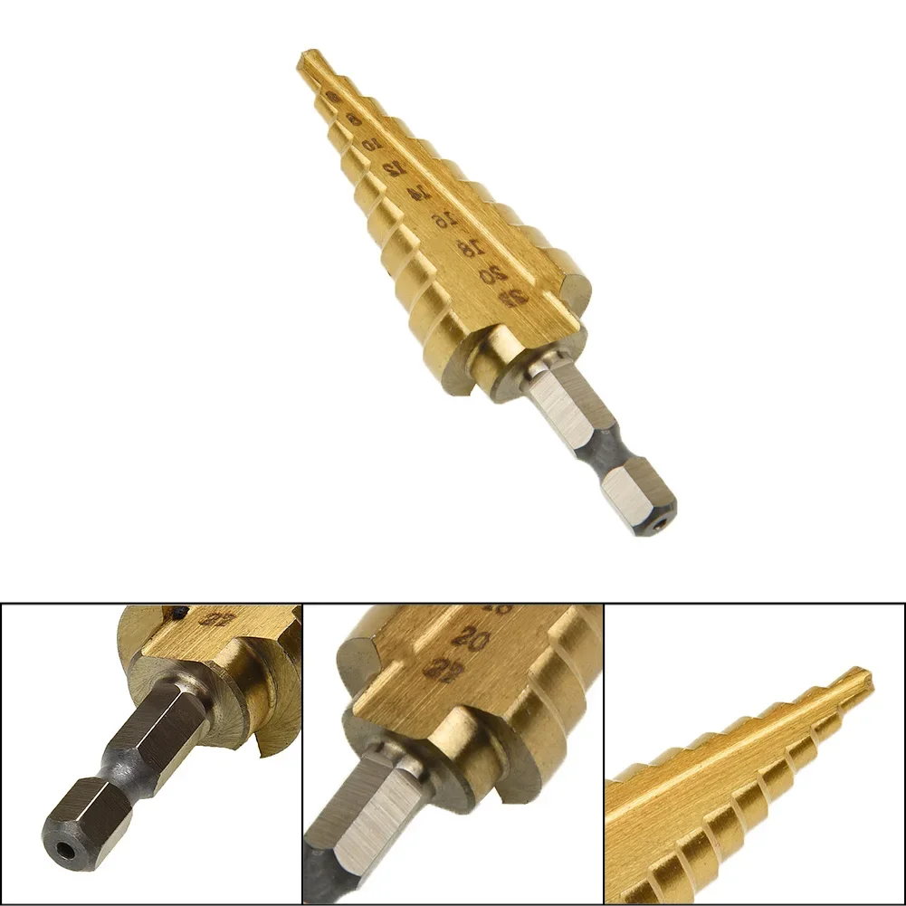 

4-22mm HSS Step Drill Bit Straight Groove Step Drill Woodworking Metal Tools Hole Cutter Drilling Cone Step Drill Bit Hole Cutte