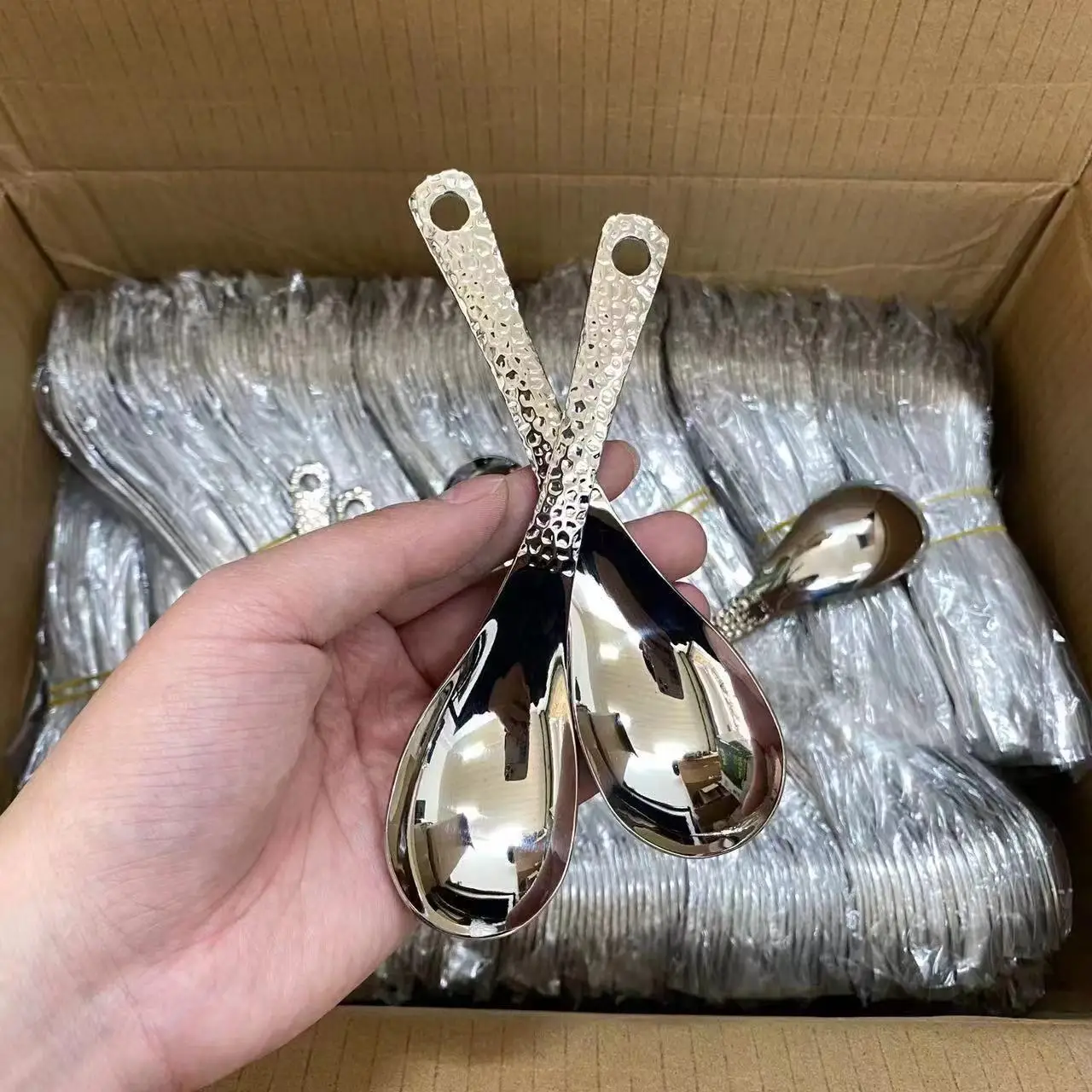Stainless Steel Hammered Spoon, Thickened Tablespoon for Home Use, Child Eating Spoon, High-Aesthetic Dessert Spoon