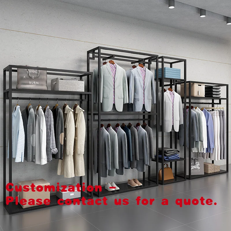 Customize.Kainice Modern Multifunctional Stainless Steel Boutique Supplies Clothes Display Rack Floor Standing Clothes Rack