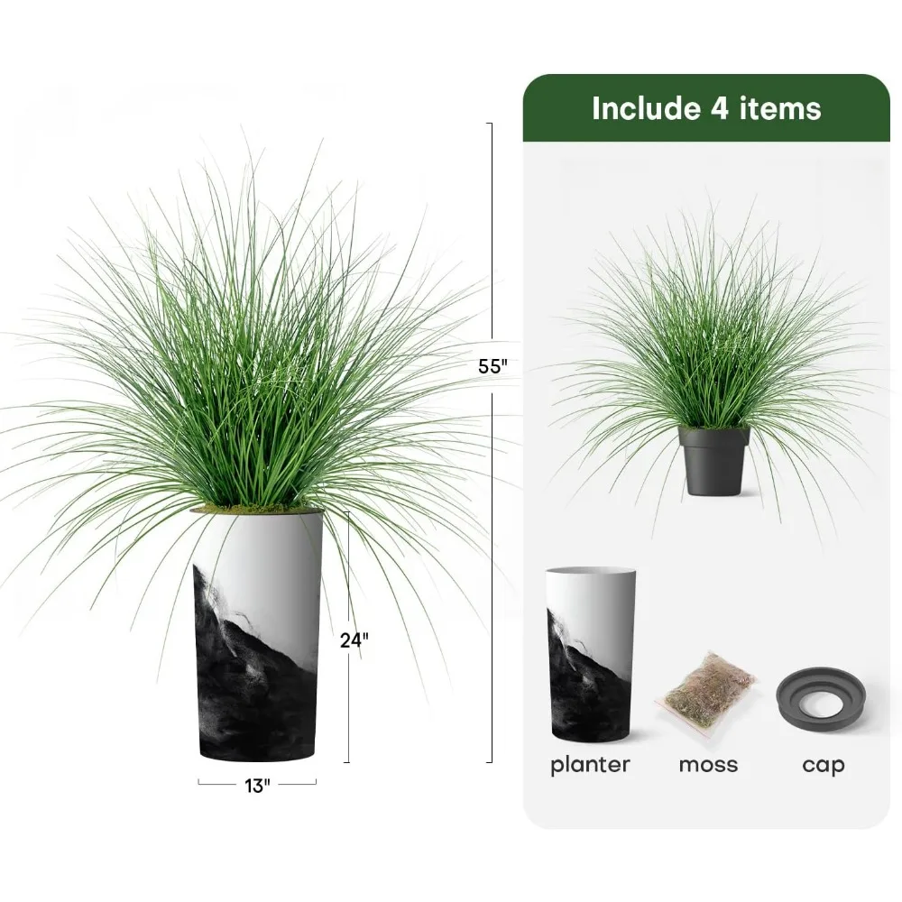 شجرة حرير عشب البصل الاصطناعي للمنزل والحديقة، طويل القامة 55 زارع ديكور داخلي وخارجي